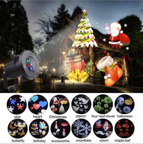 Waterproof Moving Laser Projector Lamps 12 Patterns LED Stage Light For Christmas New year Party Light Landscape Garden Lamp