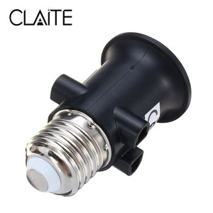 CLAITE PBT Fireproof E27 Bulb Adapter Lamp Holder Base Socket with EU Plug AC100-240V