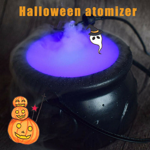 Halloween Witch Pot Smoke Machine Mist Maker Fogger Water Fountain Fog Machine Color Changing Party Prop Halloween Decoration